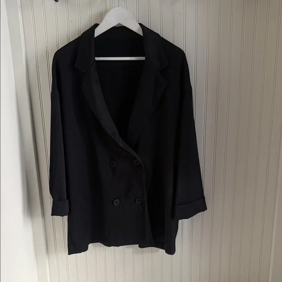Zara Oversized Lightweight Double Breasted Blazer Black - Picture 2 of 6